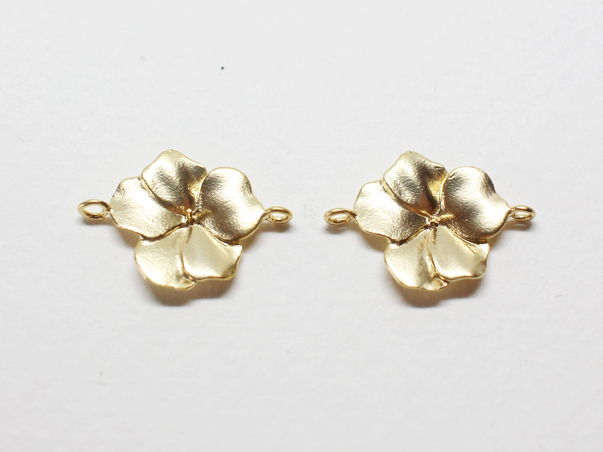 [P0792]/2pcs/Flower bud Pendant Connector/Brass /Matte Gold/12x17.5mm