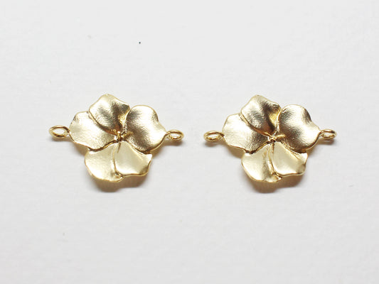 [P0792]/2pcs/Flower bud Pendant Connector/Brass /Matte Gold/12x17.5mm