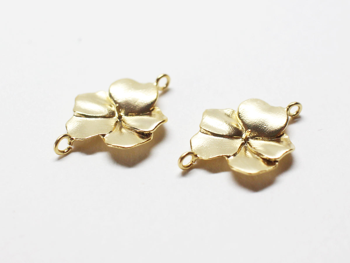 [P0792]/2pcs/Flower bud Pendant Connector/Brass /Matte Gold/12x17.5mm