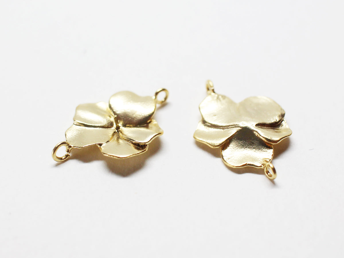 [P0792]/2pcs/Flower bud Pendant Connector/Brass /Matte Gold/12x17.5mm