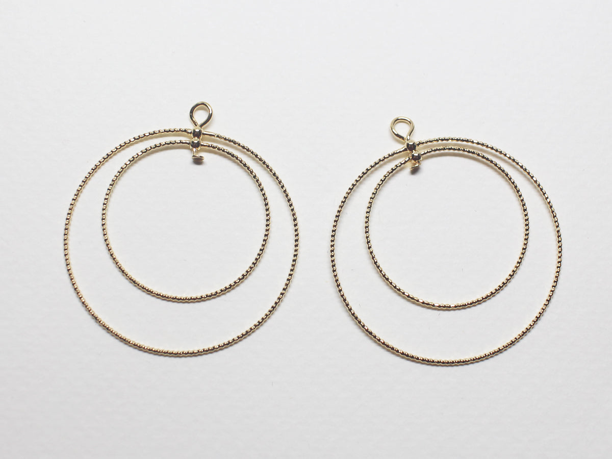 [P0789]/2pcs/Textured Double Circle Pendant/Brass /Gold/35mm