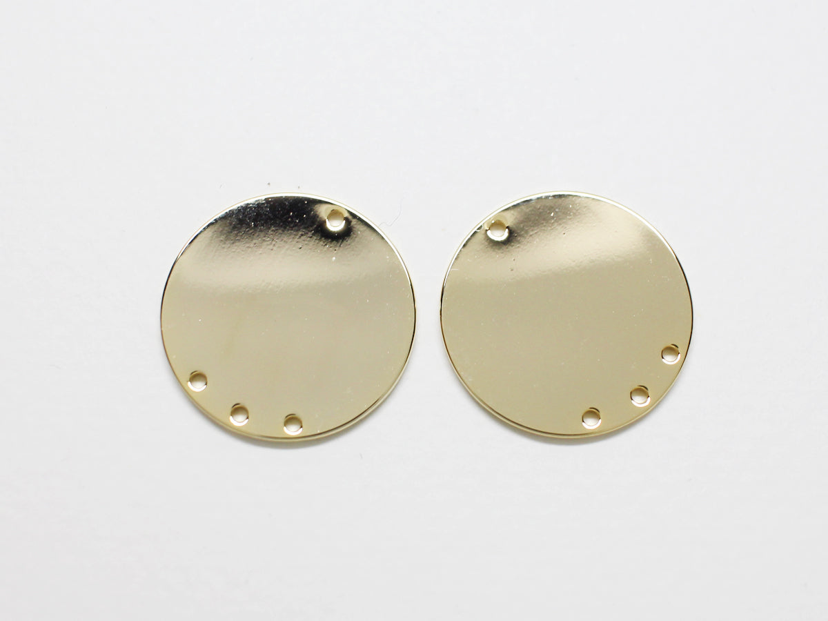 [P0791]/2pcs/4 holes Circle Pendant/Brass /Gold/20mm