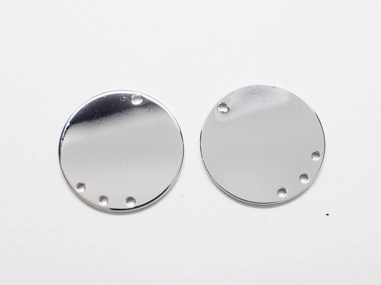 [P0791]/2pcs/4 holes Circle Pendant/Brass /Rhodium/20mm