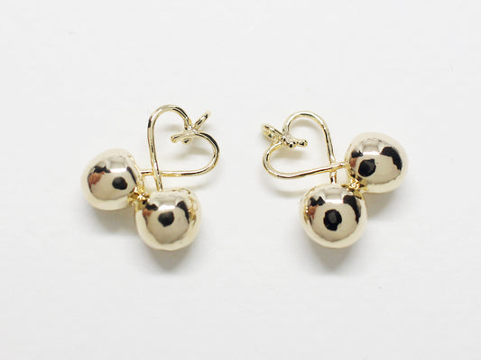 [P0795]/2pcs/Heart Cherry Pendant/Brass/Gold/13.6x11.8mm