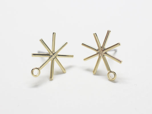 [E0242]/1 pair/Snow flake earrings/Brass/Gold plated/15.1x13mm