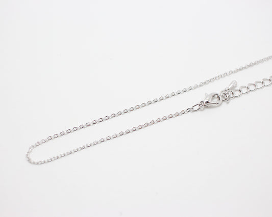 [N0035]/ 5pcs / 16" 230SF Chain Necklace + Extension/Brass/Rhodium plated/1.3mm Link