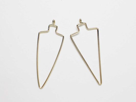 [P0802]2pcs/Wire Triangle Pendant/Brass/Gold/39.5x17.5mm