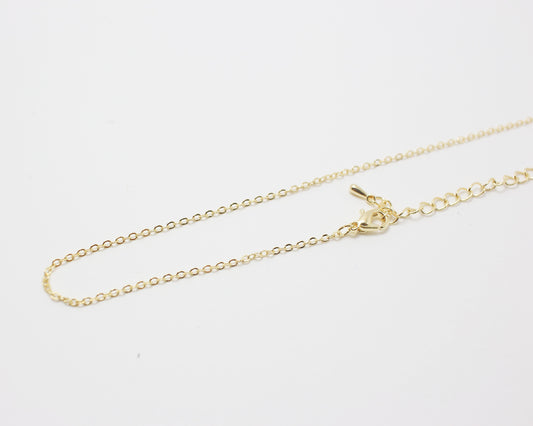 [N0033]/ 5pcs / 16" 235SF Chain Necklace + Extension/Brass/Gold plated/1.5mm Link