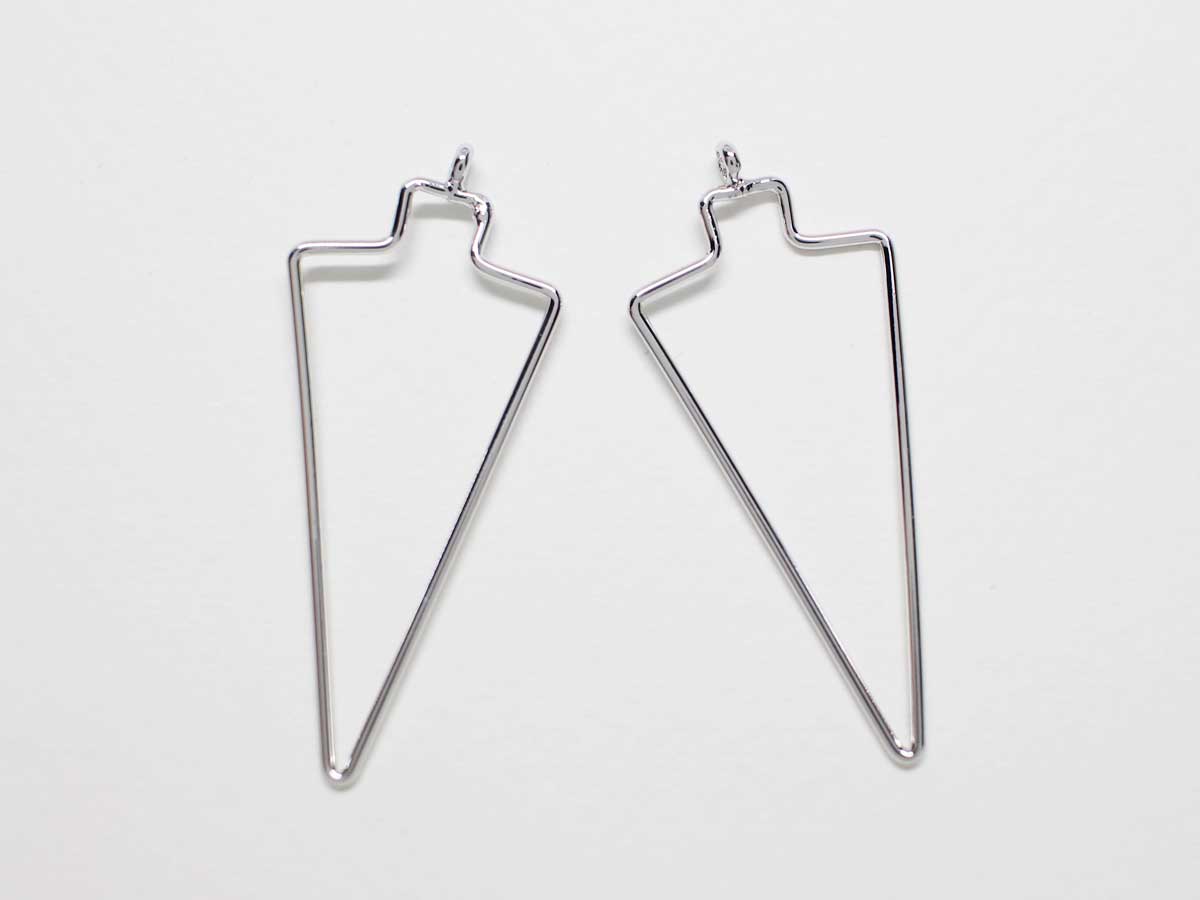 [P0802]2pcs/Wire Triangle Pendant/Brass/Rhodium/39.5x17.5mm