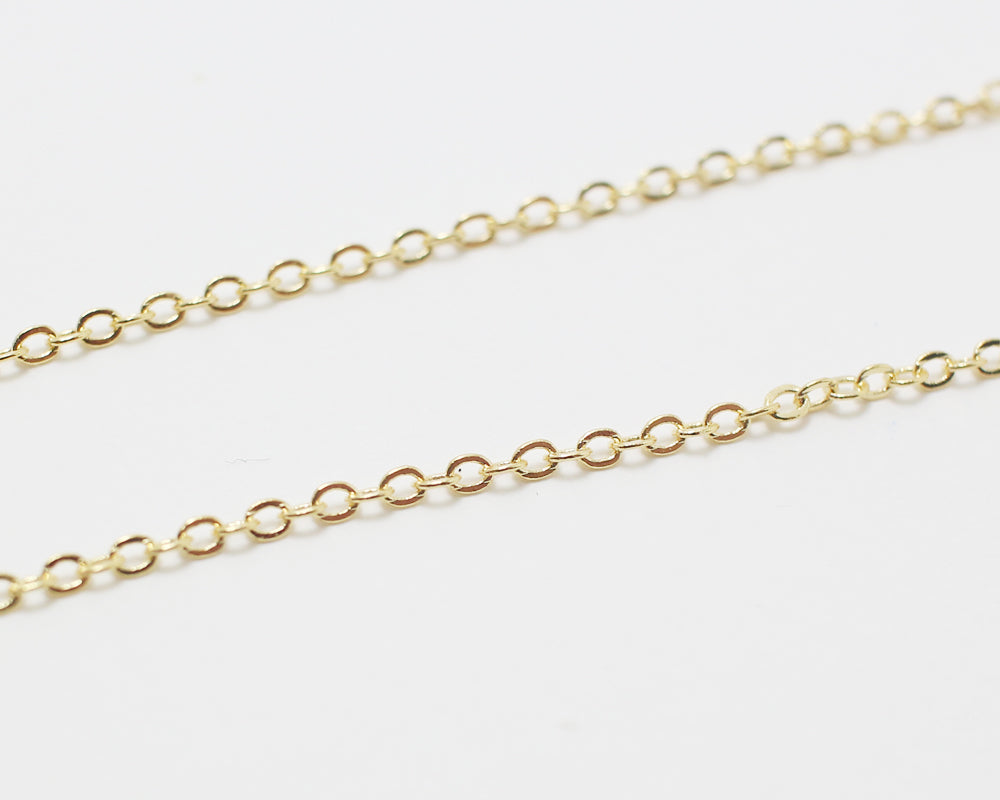 [N0033]/ 5pcs / 16" 235SF Chain Necklace + Extension/Brass/Gold plated/1.5mm Link