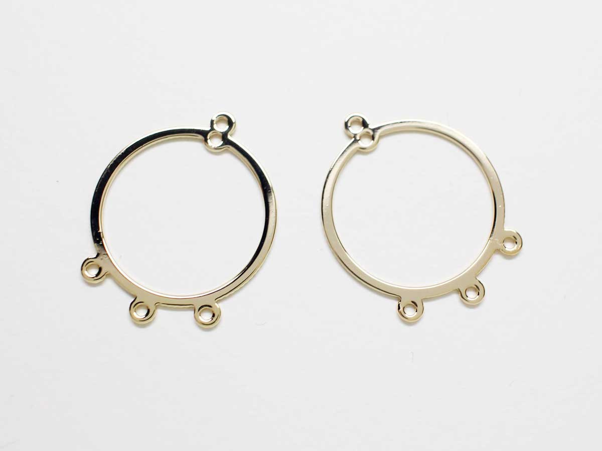 [P0803]2pcs/Five Rings Circle Pendant Connector/Brass/Gold/25x20mm