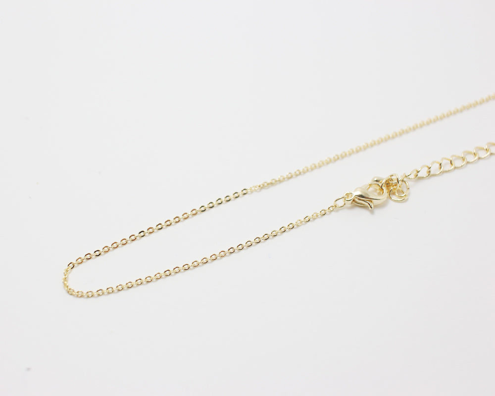 [N0035]/ 5pcs / 16" 230SF Chain Necklace + Extension/Brass/Gold plated/1.3mm Link