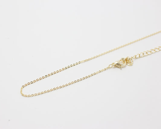 [N0035]/ 5pcs / 16" 230SF Chain Necklace + Extension/Brass/Gold plated/1.3mm Link