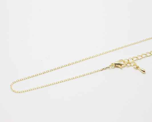 [N0036]/ 5pcs / 16" 230 4DC Chain Necklace + Extension/Brass/Gold plated/1.3mm Link