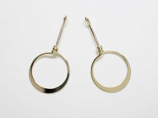 [P0804]2pcs/Dangle Circle Pendant/Brass/Gold/36.5x18mm