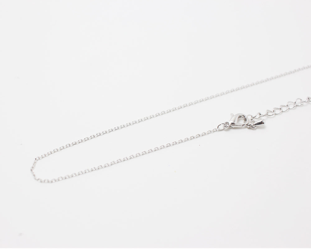 [N0036]/ 5pcs / 16" 230 4DC Chain Necklace + Extension/Brass/Rhodium plated/1.3mm Link