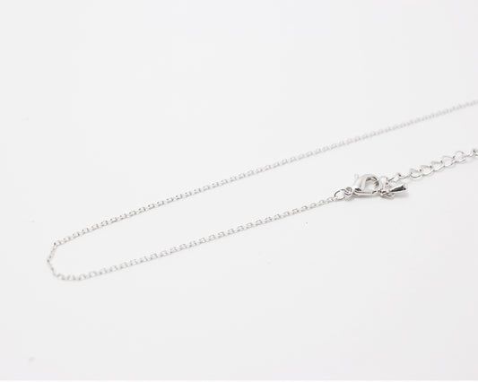 [N0036]/ 5pcs / 16" 230 4DC Chain Necklace + Extension/Brass/Rhodium plated/1.3mm Link