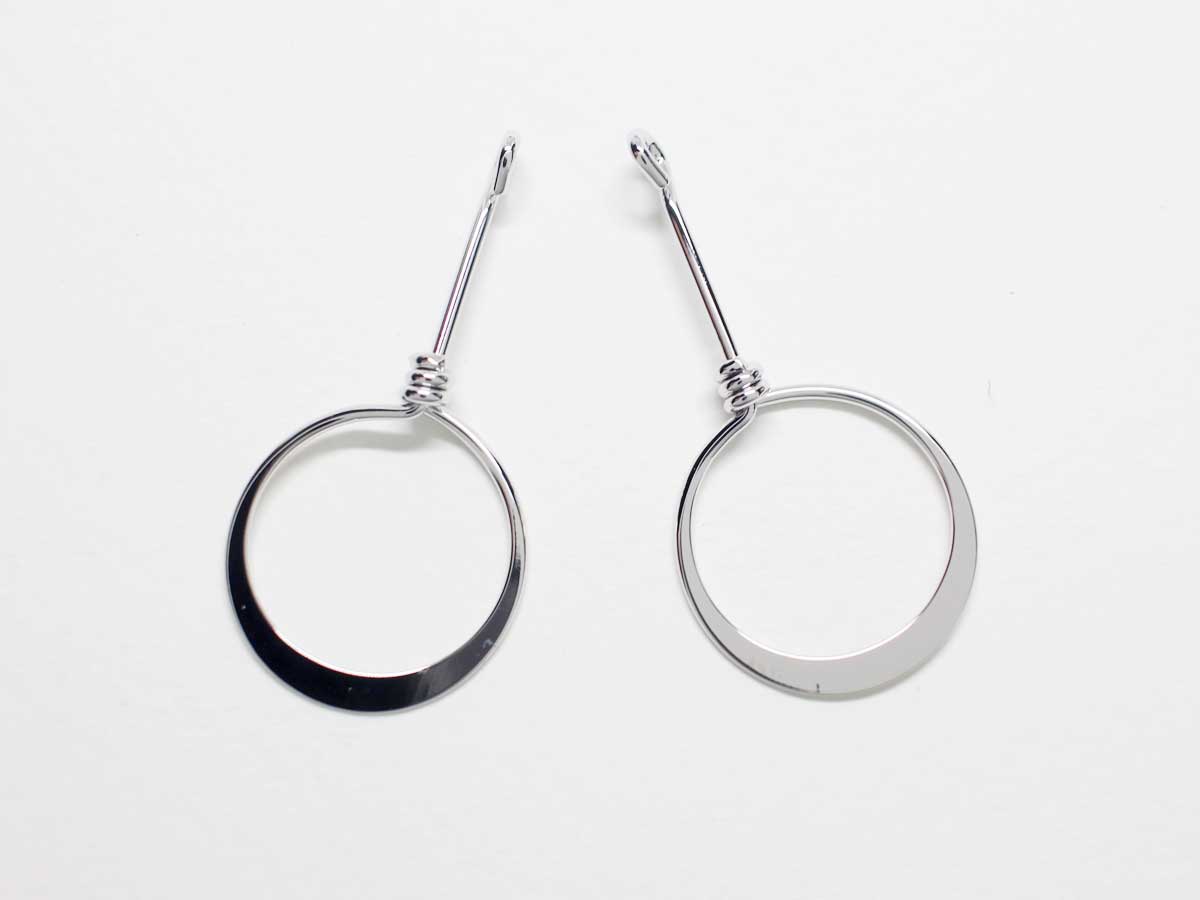 [P0804]2pcs/Dangle Circle Pendant/Brass/Rhodium/36.5x18mm