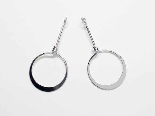 [P0804]2pcs/Dangle Circle Pendant/Brass/Rhodium/36.5x18mm
