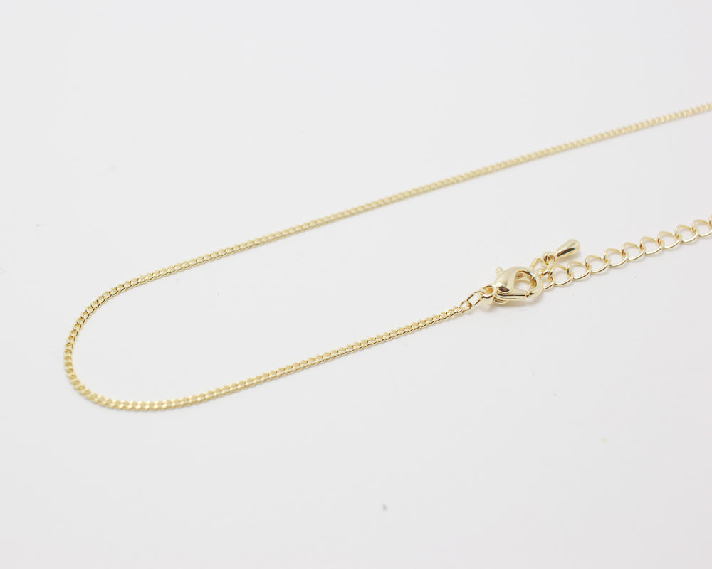 [N0034]/ 5pcs / 16" 135SF Chain Necklace + Extension/Brass/Gold plated/1.25×1.5mm