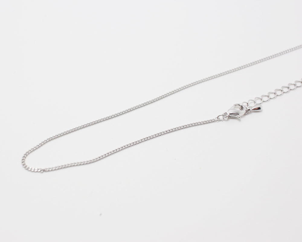 [N0034]/ 5pcs / 16" 135SF Chain Necklace + Extension/Brass/Rhodium plated/1.25×1.5mm