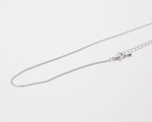 [N0034]/ 5pcs / 16" 135SF Chain Necklace + Extension/Brass/Rhodium plated/1.25×1.5mm