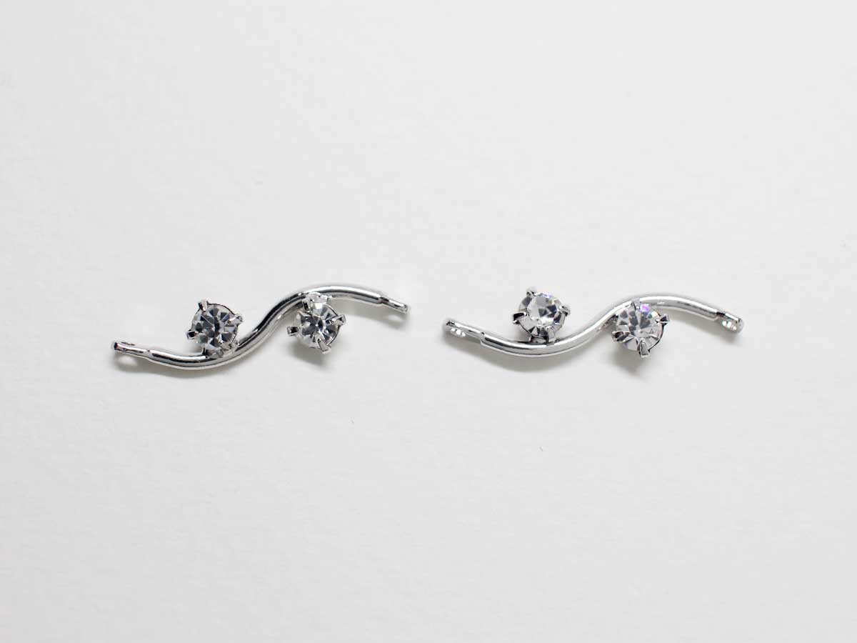 [P0805]4pcs/Mini Wave Bar Cubic Pendant/Brass/Rhodium/20.3x4.3mm