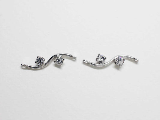 [P0805]4pcs/Mini Wave Bar Cubic Pendant/Brass/Rhodium/20.3x4.3mm