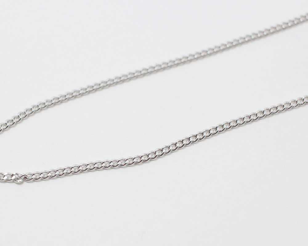 [N0034]/ 5pcs / 16" 135SF Chain Necklace + Extension/Brass/Rhodium plated/1.25×1.5mm