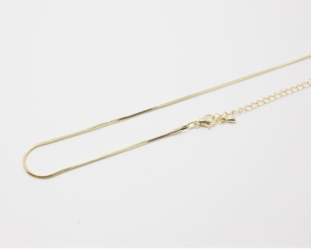 [N0033]/ 5pcs / 16" 135 Square Chain Necklace + Extension/Brass/Gold plated/1mm