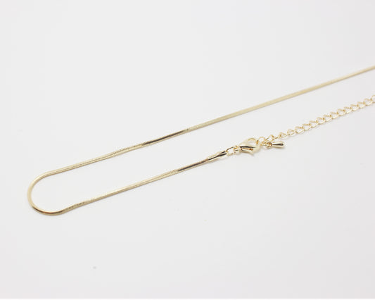[N0033]/ 5pcs / 16" 135 Square Chain Necklace + Extension/Brass/Gold plated/1mm