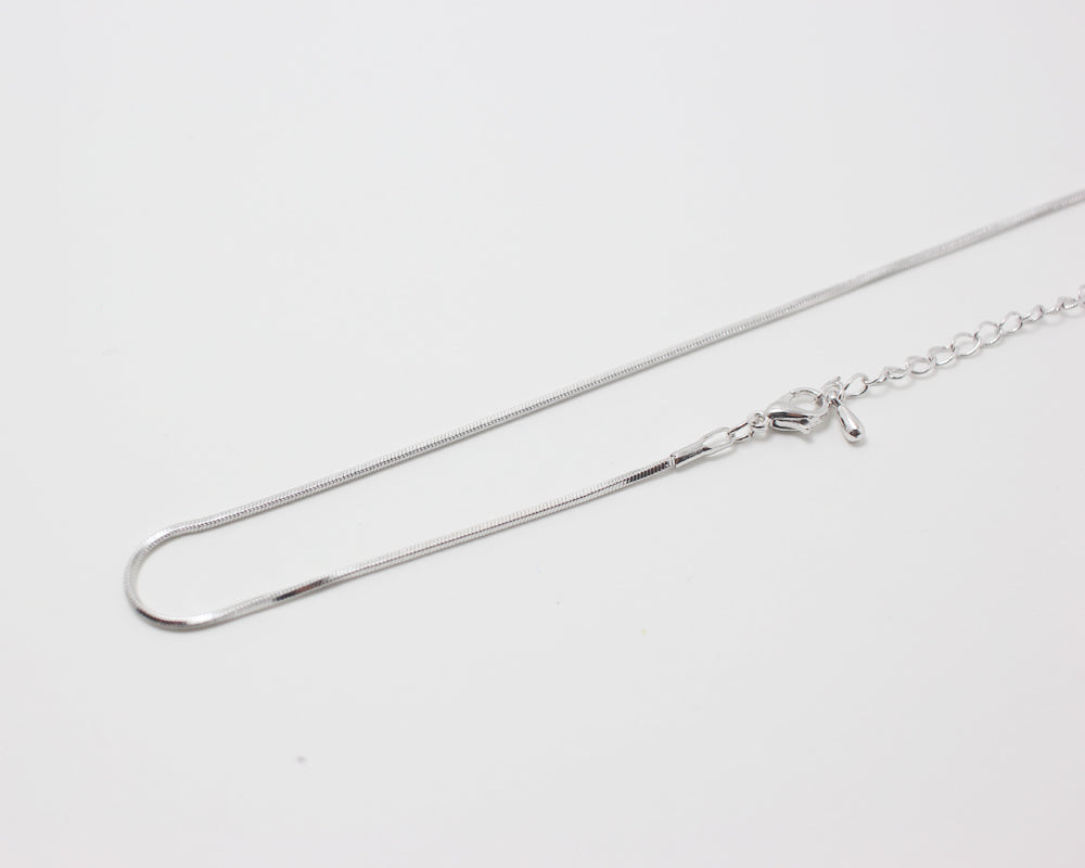 [N0033]/ 5pcs / 16" 135 Square Chain Necklace + Extension/Brass/Rhodium plated/1mm