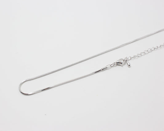 [N0033]/ 5pcs / 16" 135 Square Chain Necklace + Extension/Brass/Rhodium plated/1mm