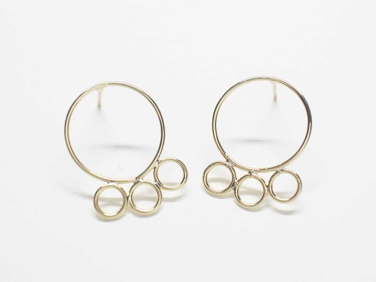 [E0245]/1 pair/ 4 Circles Dangle Earrings/Brass/Gold plated/22x16.5mm