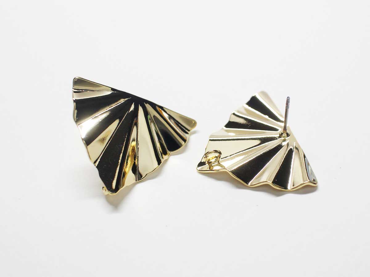 [E0247]/1 pair/ Large Origami Triangle Stud Earrings/Brass/Gold plated/28.2x21mm