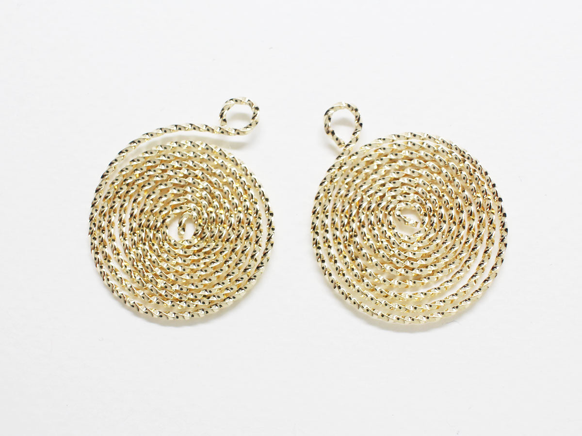 [P0806]2pcs/Flexible Circle Maze Pendant/Steel/Gold/31x25.5mm
