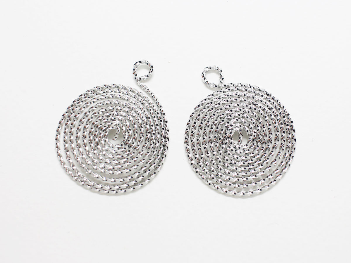 [P0806]2pcs/Flexible Circle Maze Pendant/Steel/Rhodium/31x25.5mm