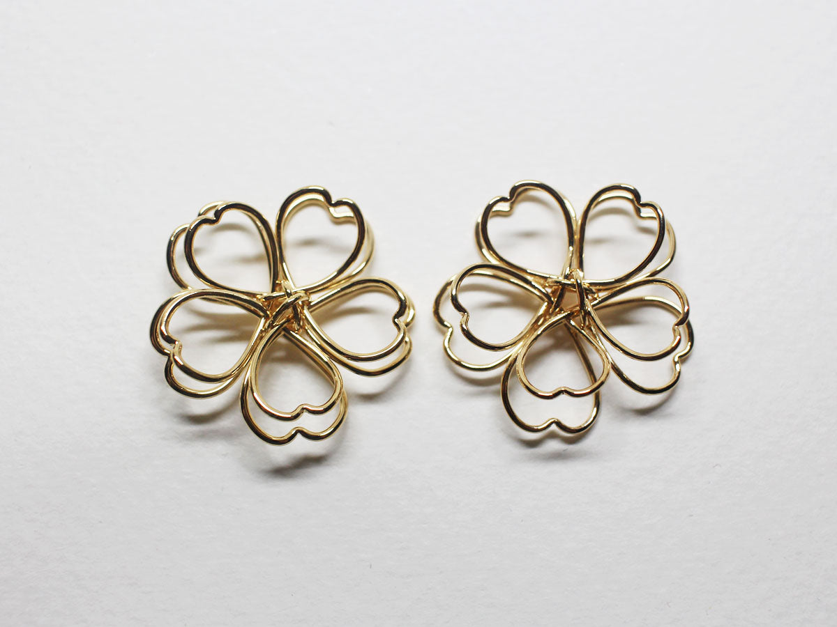 [P0810]2pcs/Layered Clover Pendant Large/Brass/Gold/23.7mm