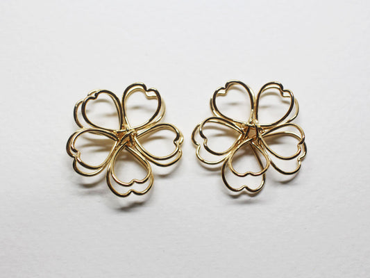 [P0810]2pcs/Layered Clover Pendant Large/Brass/Gold/23.7mm