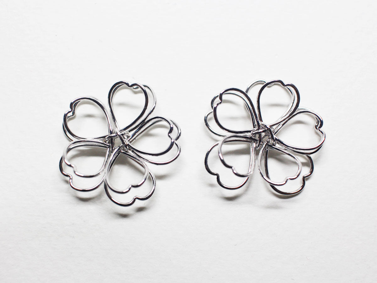 [P0810]2pcs/Layered Clover Pendant Large/Brass/Rhodium/23.7mm
