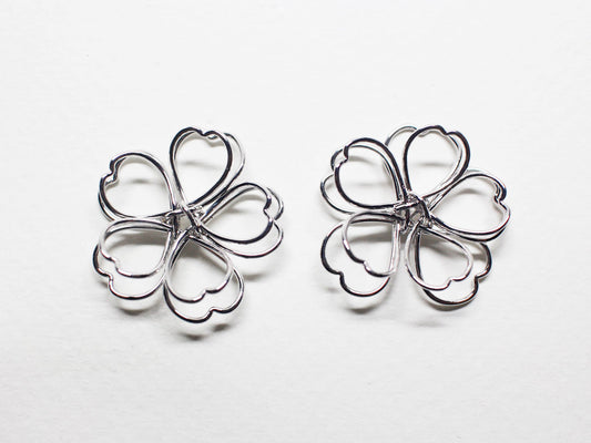 [P0810]2pcs/Layered Clover Pendant Large/Brass/Rhodium/23.7mm