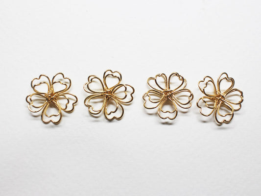 [P0810-1]2pcs/Layered Clover Pendant Small/Brass/Gold/17.7mm