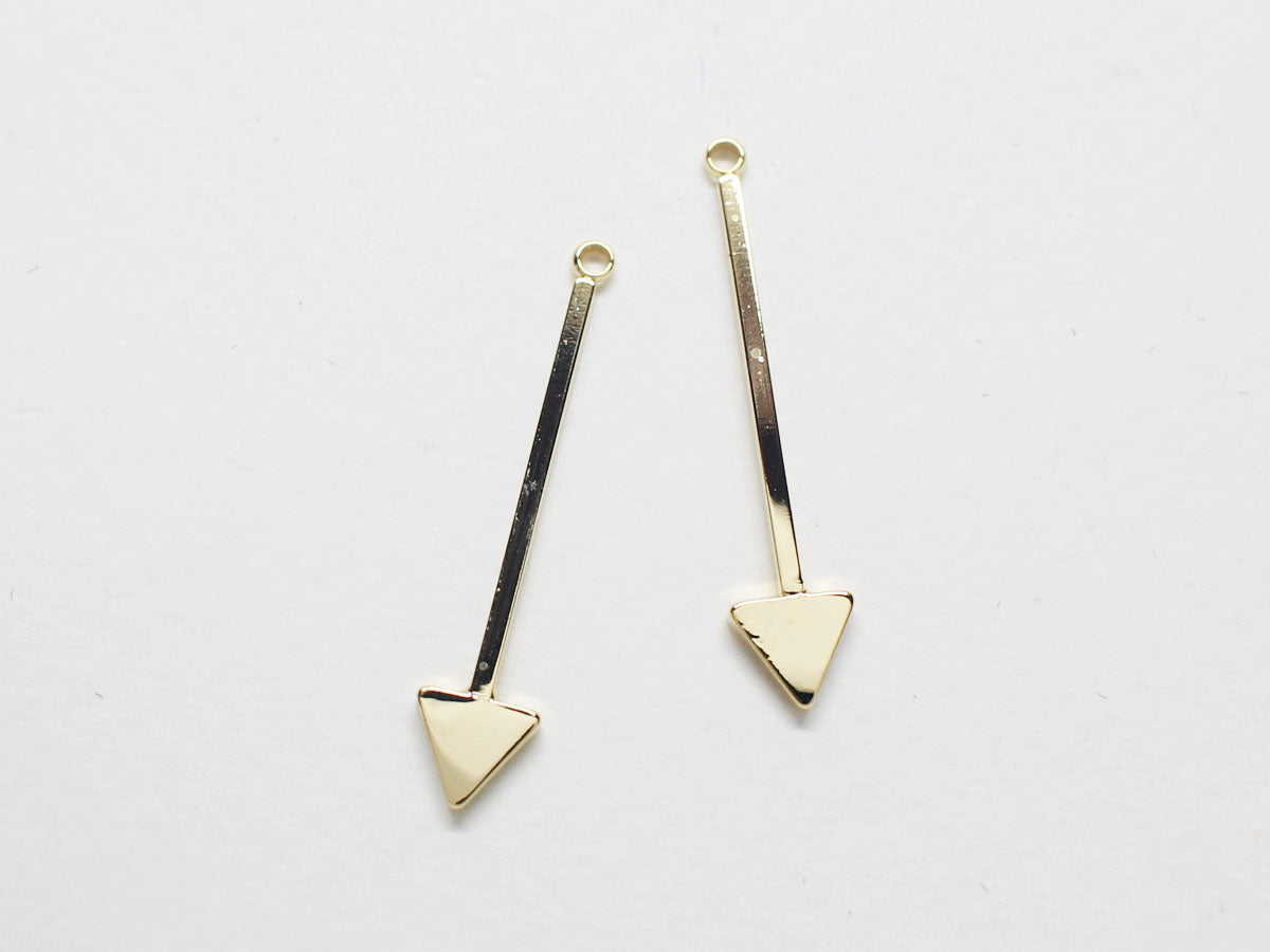 [P0813-3]4pcs/Stick Triangle Pendant/Brass/Gold/5.7 x 27 mm