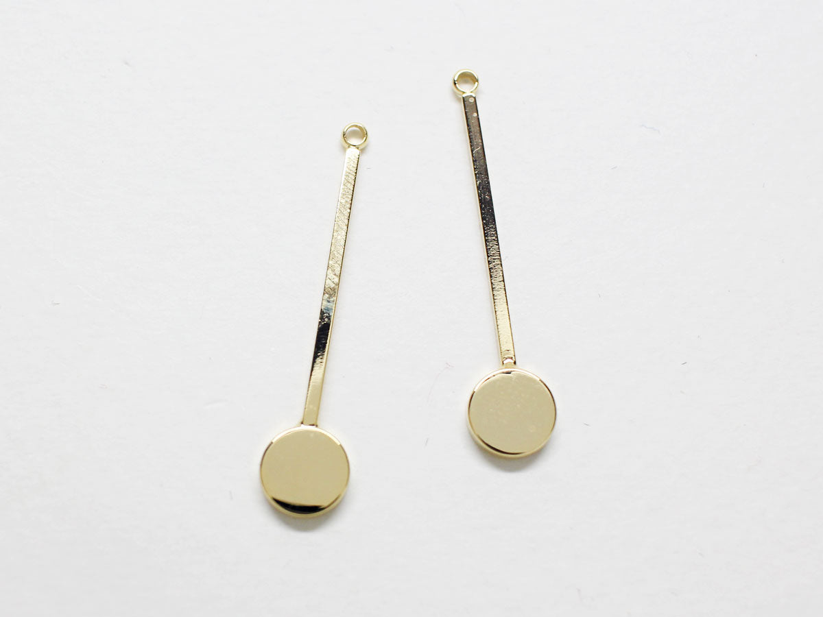 [P0813-2]4pcs/Stick Circle Pendant/Brass/Gold/6x28mm