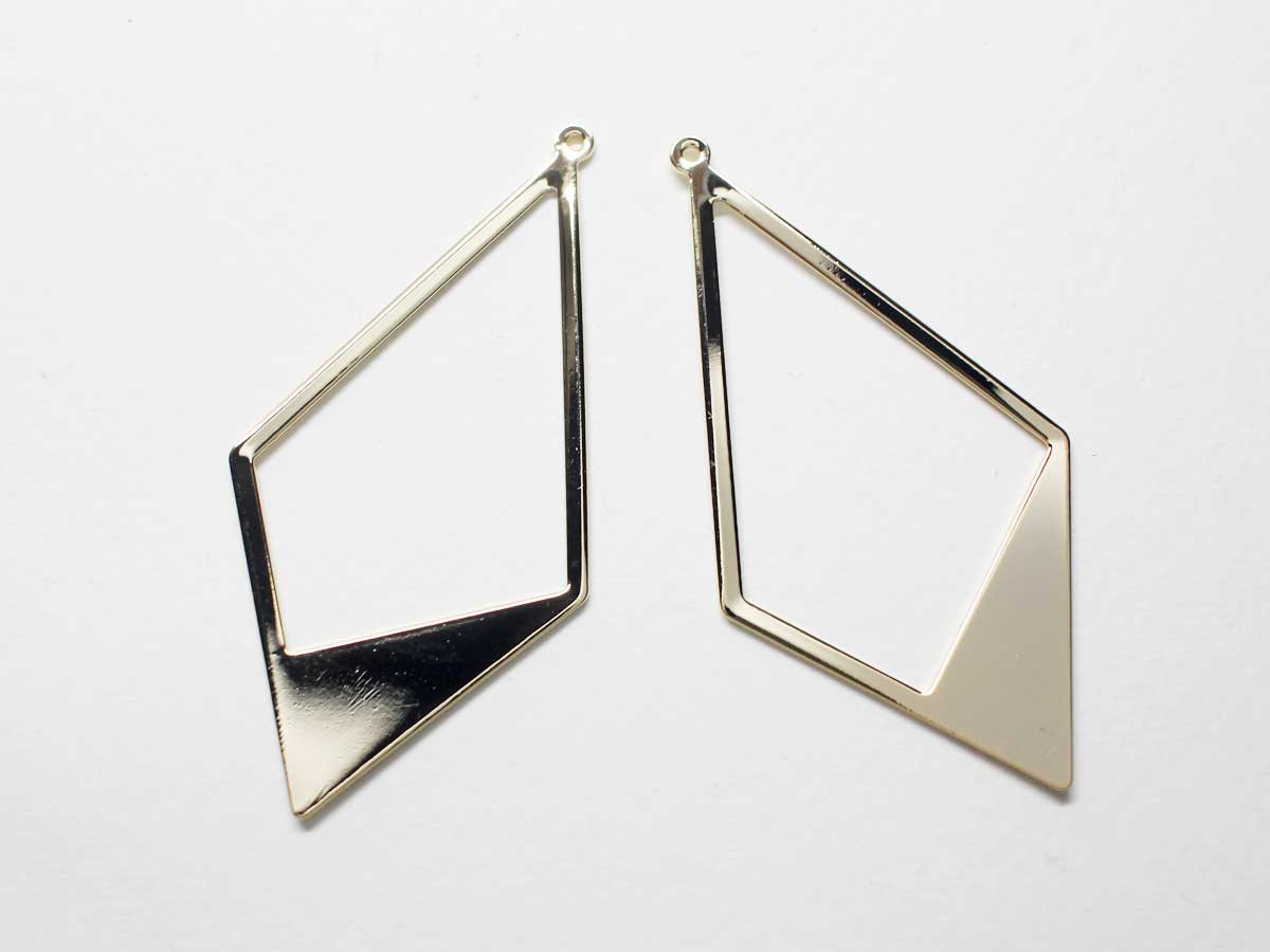 [P0818]2pcs/Large Open Rhombus Pendant/Brass/Gold/56x28mm