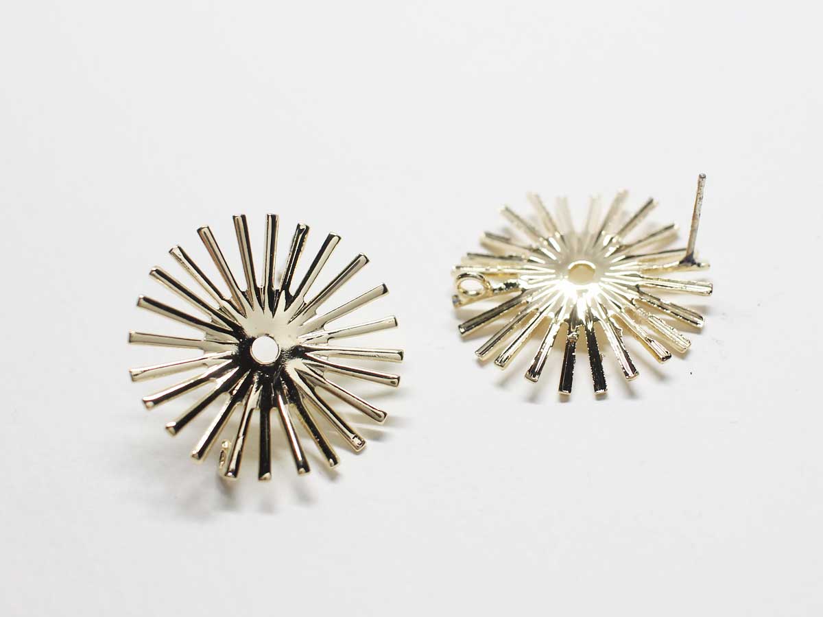 [E0250]/1 pair/ Dandelion Stud Earrings/Brass/Gold plated/25mm