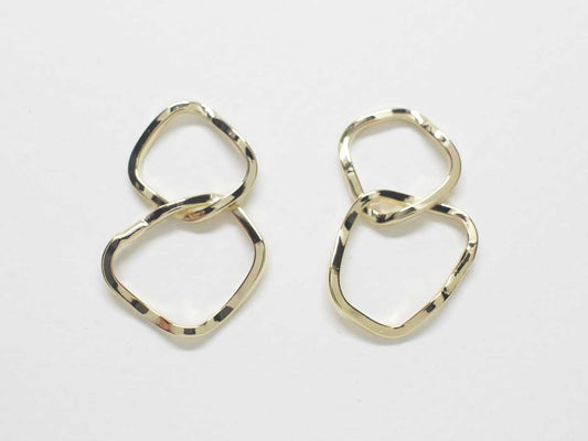 [P0820]2pcs/Mini Linked Bumpy Circle Pendant Connector/Brass/ Gold/12.7x12.2 mm,17.5x15.5 mm