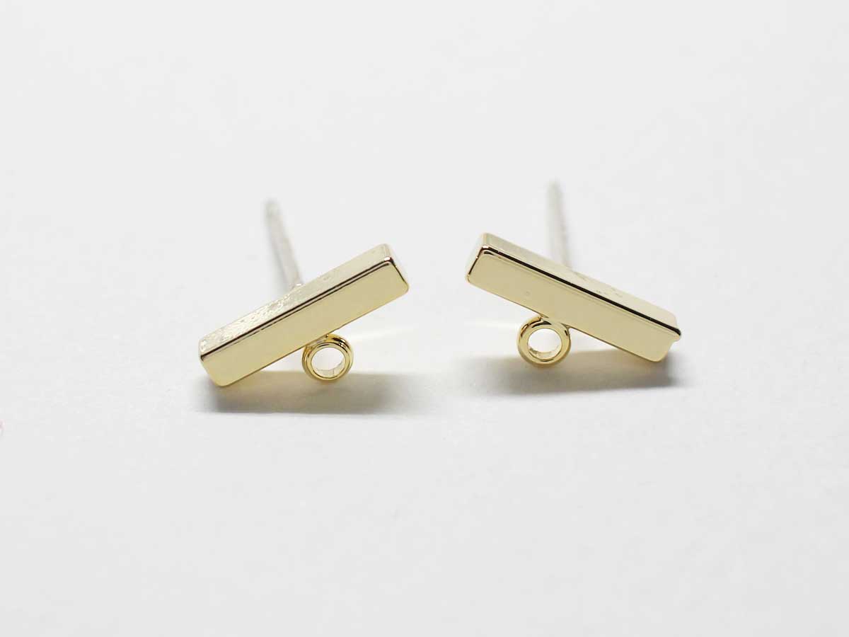 [E0254]/1 pair/Chubby bar Stud Earrings/Brass/Gold plated/10x2mm