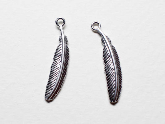 [P0825]2pcs/Small Thin Leaf Pendant/Brass/Matte Rhodium/20.7x4.1mm