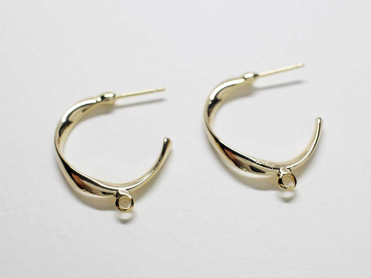 [E0258]/1 pair/Twisted Bold Circle Earrings/Brass/Gold plated/25x20mm